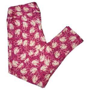LuLaRoe Disney Leggings TC2 Mickey Mouse Pink Scribble Plus Size Buttery Soft